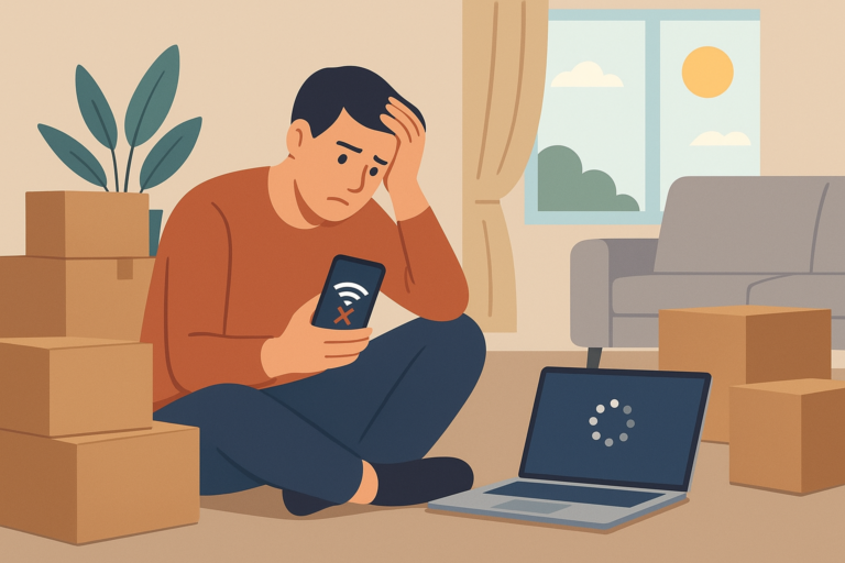 Internet doet het niet na een verhuizing